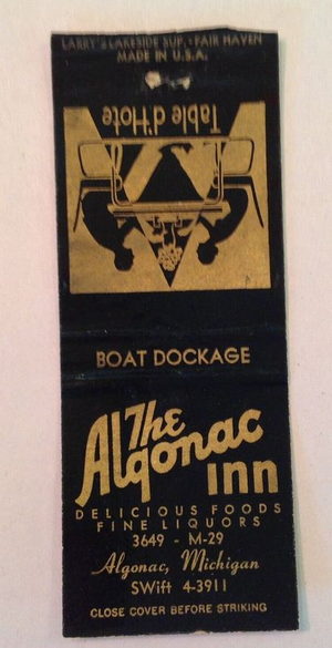 The Algonac Inn - Matchbook (newer photo)